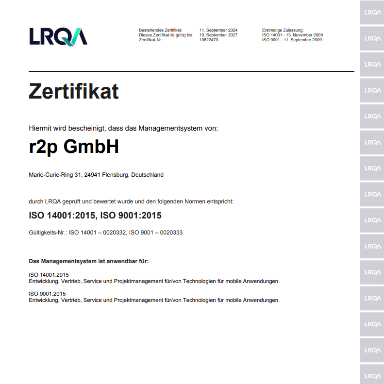 ISO 9001 and ISO 14001 certificate