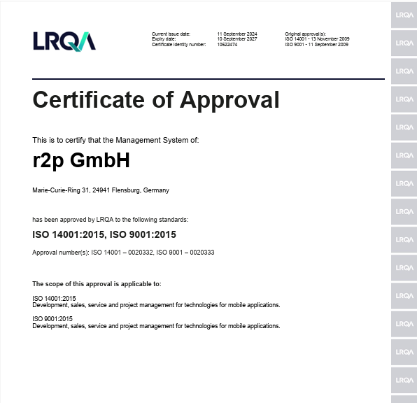 ISO 9001 and ISO 14001 certificate